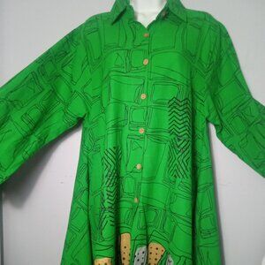 Green Swing dress with gold and silver